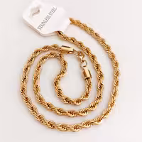 زنجیر طنابی پهن استیل درجه یک  رنگ ثابت و طرح طلا