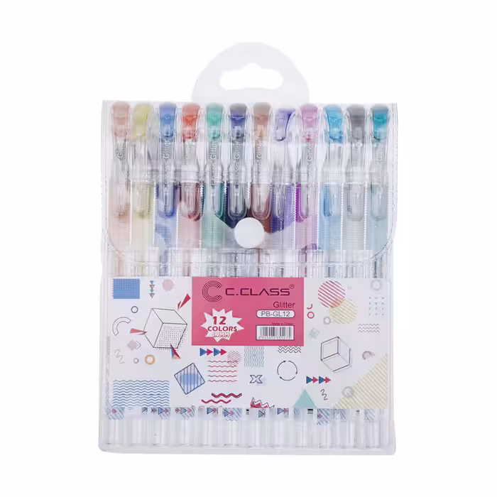 روان نویس سی.کلاس مدل ژل glitter بسته 12 عددی 
