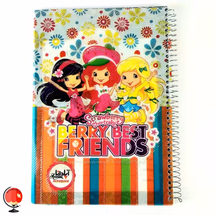 دفتر مشق 80 برگ سیمی طرح دختر توت فرنگی جلد طلقی آپادانا