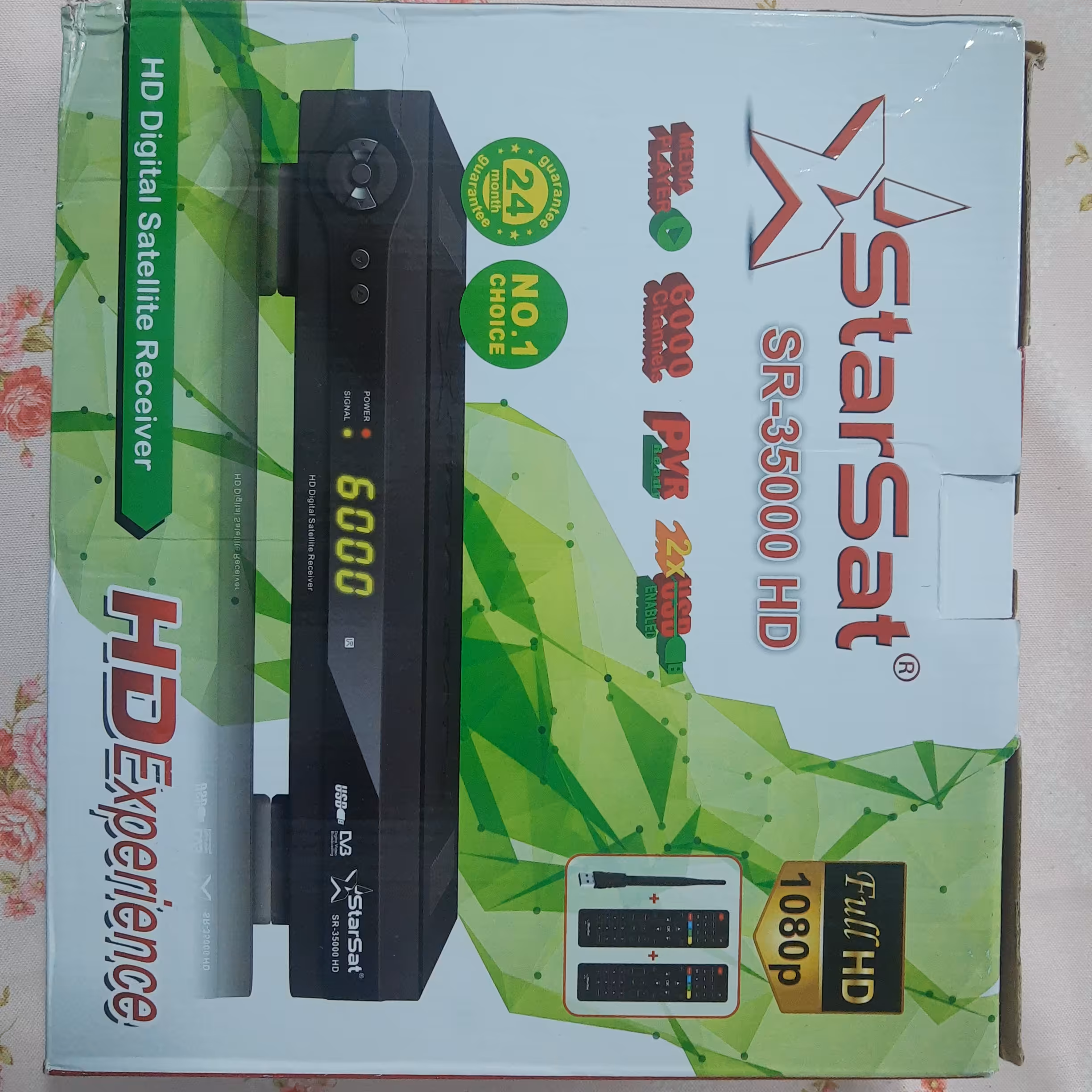 گیرنده دیجیتال استارست ،مدل 35000،دارای یکعدد دانگل وایفای ،دوعدد کنترل 