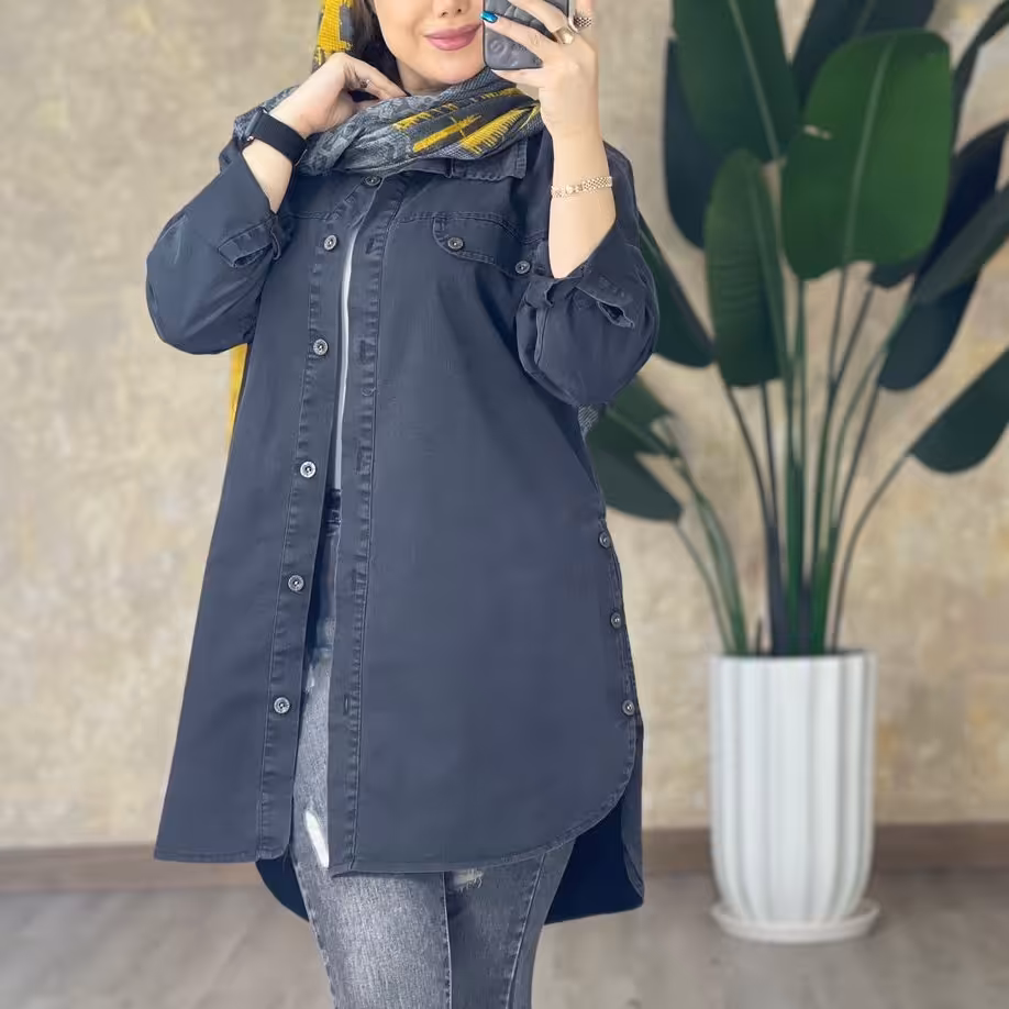 مانتو طرح لی جنس عالی و بینظیر رنگ دودی نزدیک به رنگ مشکی تنخور شیک