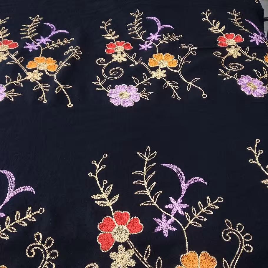 پارچه کرسپو خامه دوزی طلاکوب 