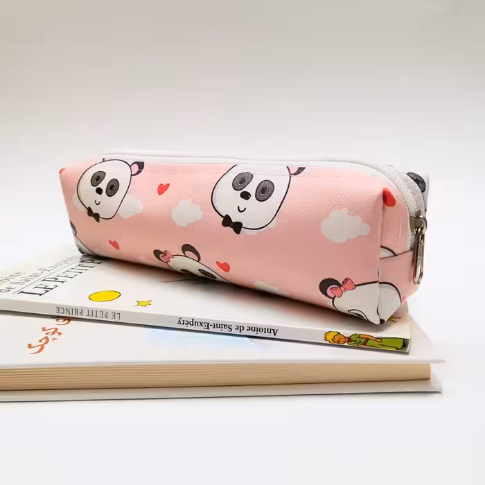 جامدادی فانتزی طرح پاندا صورتی چرم مصنوعی