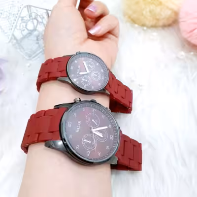 ساعت ست والار زرشکی قاب مشکی