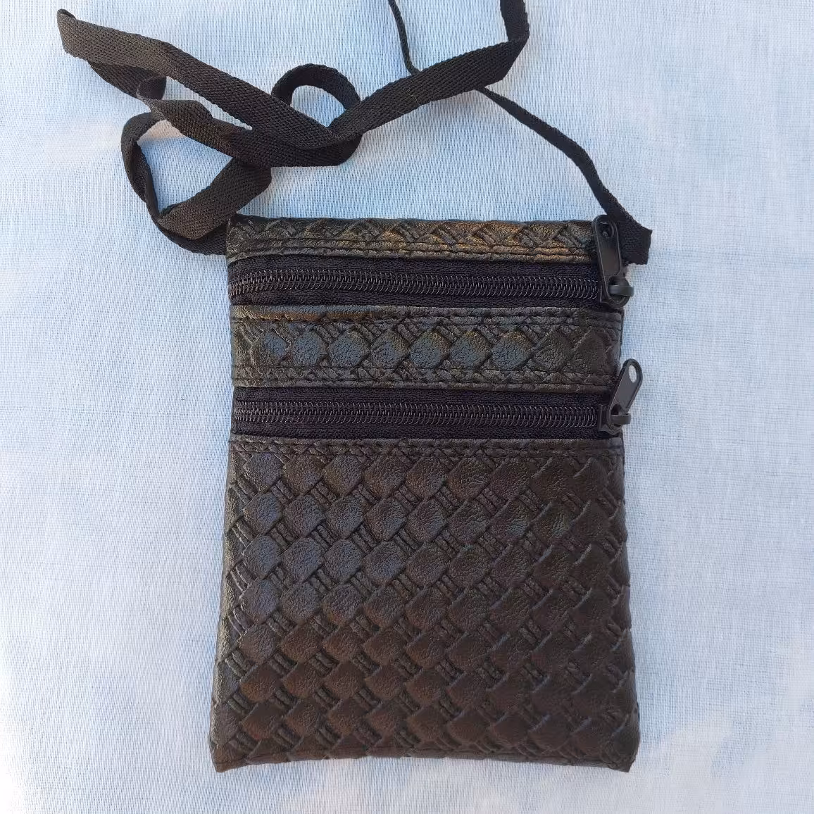 کیف پاسپورتی کیف پول مخفی مدل رودوشی گردنی 2 زیپ زنانه مردانه کیف چرم