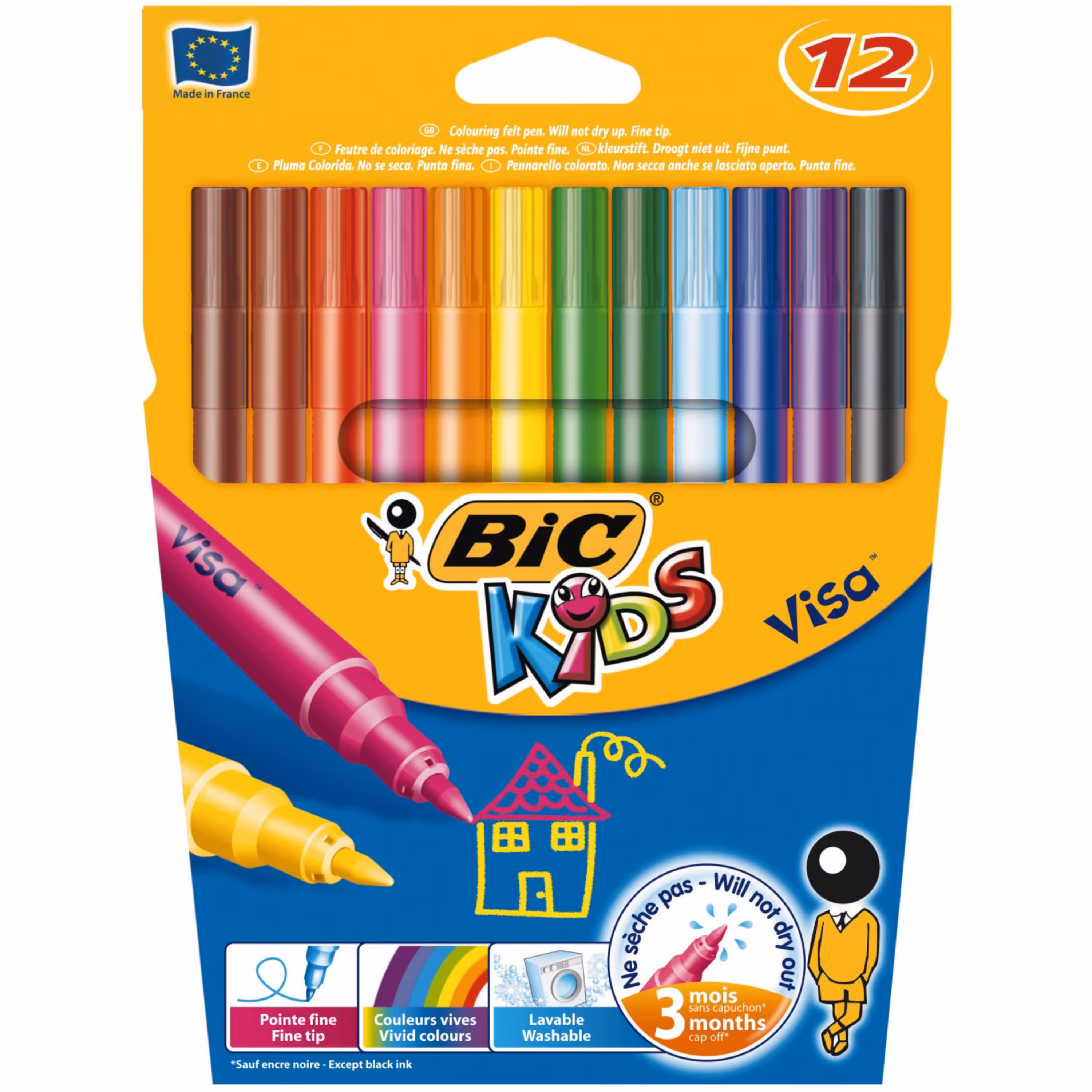 ماژیک رنگ آمیزی بیک  بسته 12 عددی مدل Visa