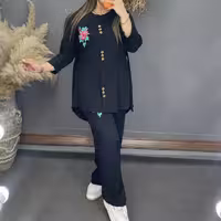 تونیک و شلوار زنانه صفورا جنس ابروبادی درجه یک فری سایز تا 46 