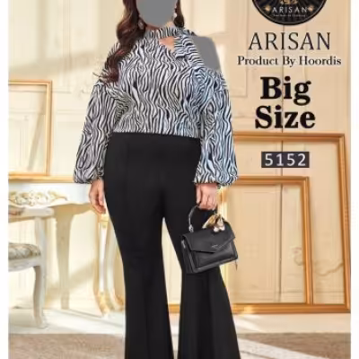 سرهمی زنانه کرپ میکرواعلا مدل اورال چاپی بیگ سایز 44=55