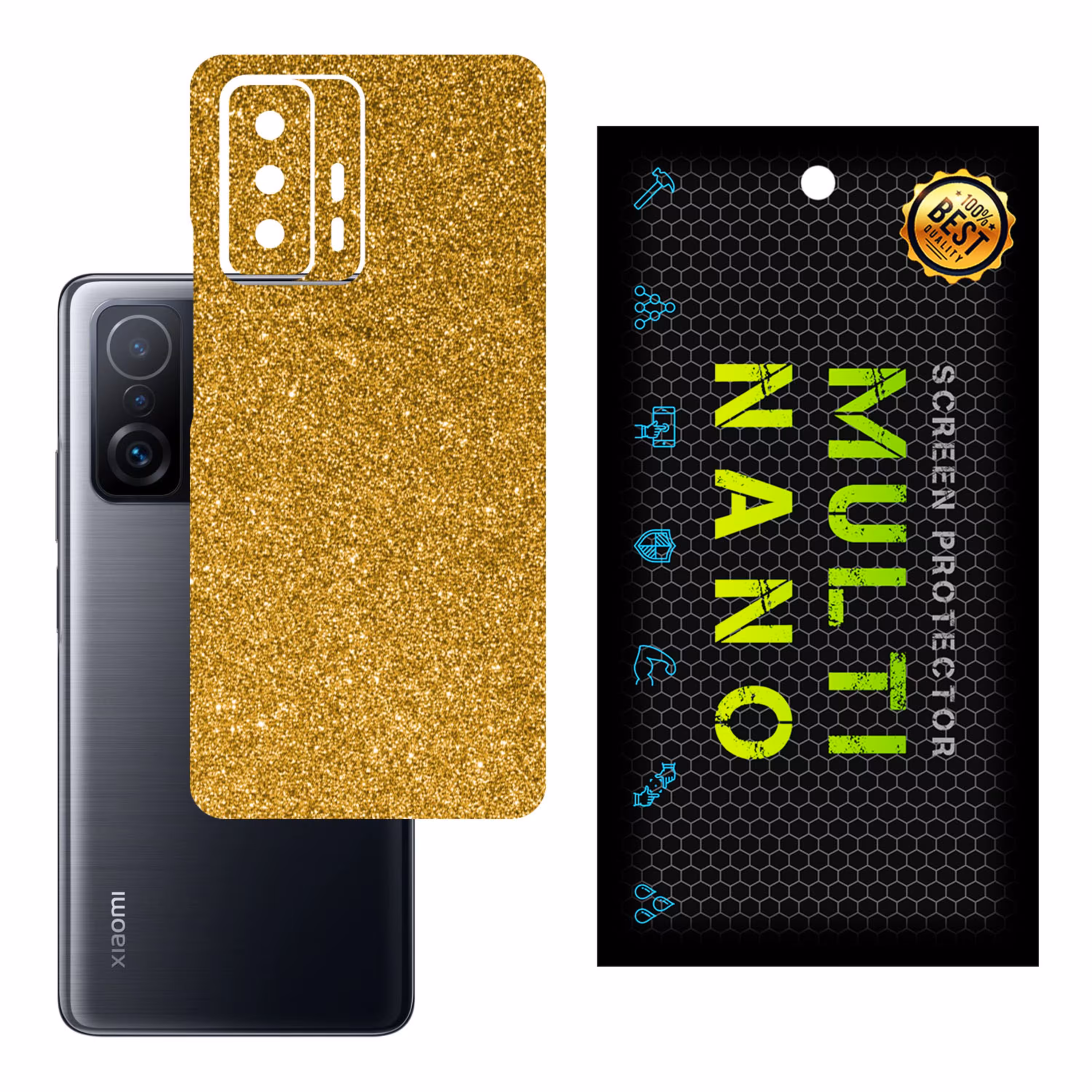 برچسب پوششی MultiNano مدل X-G1F-Gold برای پشت موبایل شیائومی Mi 11T