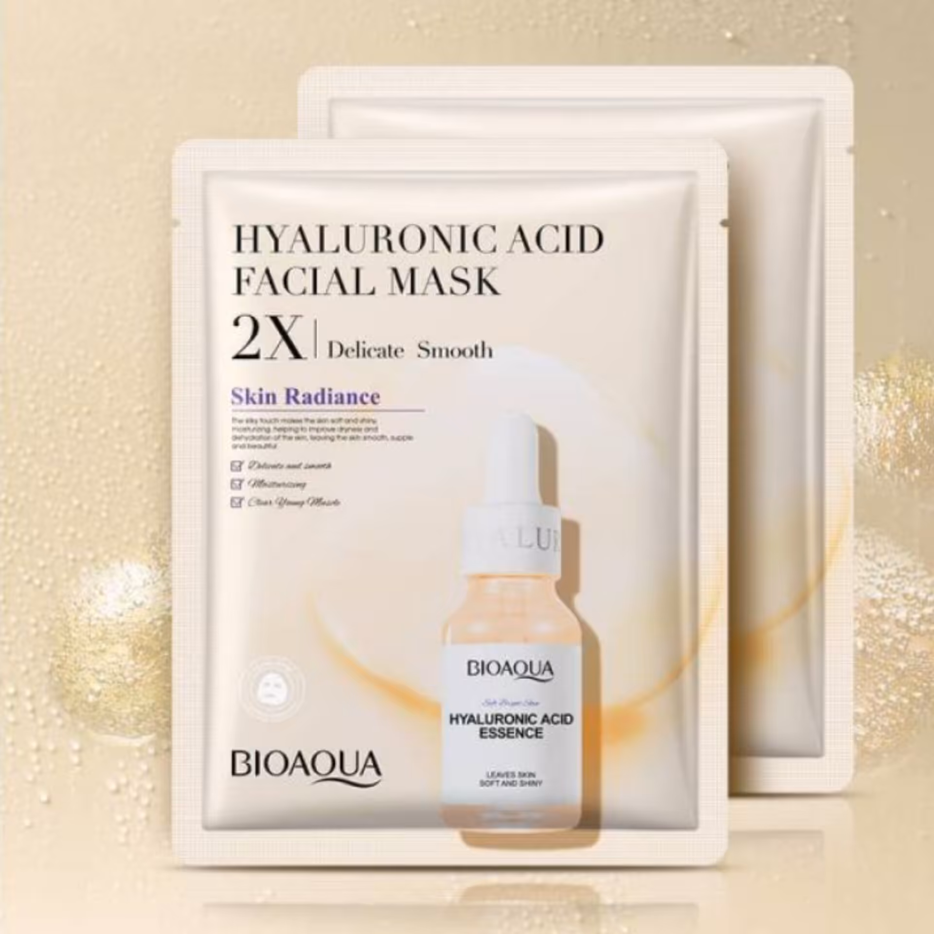 ماسک ورقه ای صورت نرم و درخشان کننده بیوآکوا مدل اسانس هیالورونیک اسید BIOAQUA