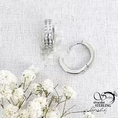 گوشواره نگین اتمی نقره 925 عیار کد 15444