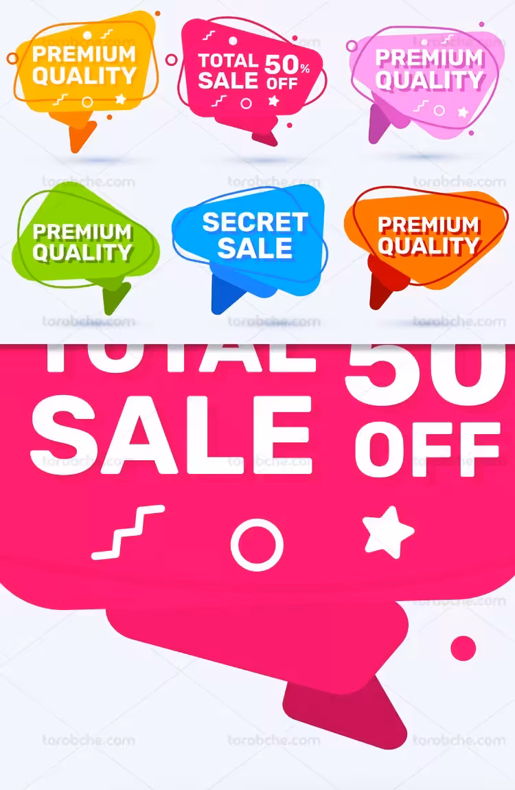 وکتور لیبل و برچسب فروش | گرافیک با طعم تربچه