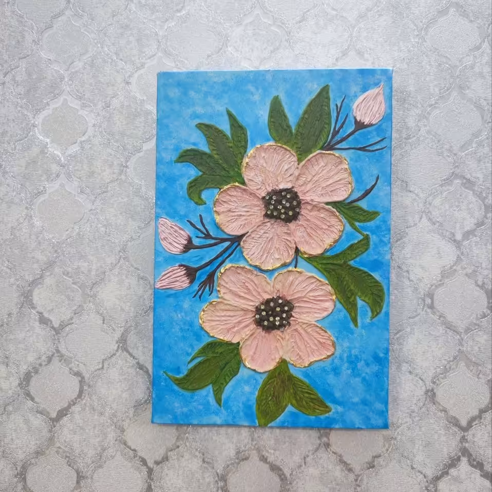 تابلو  مدرن تکسچر (گل برجسته کار شده با ورق طلا)