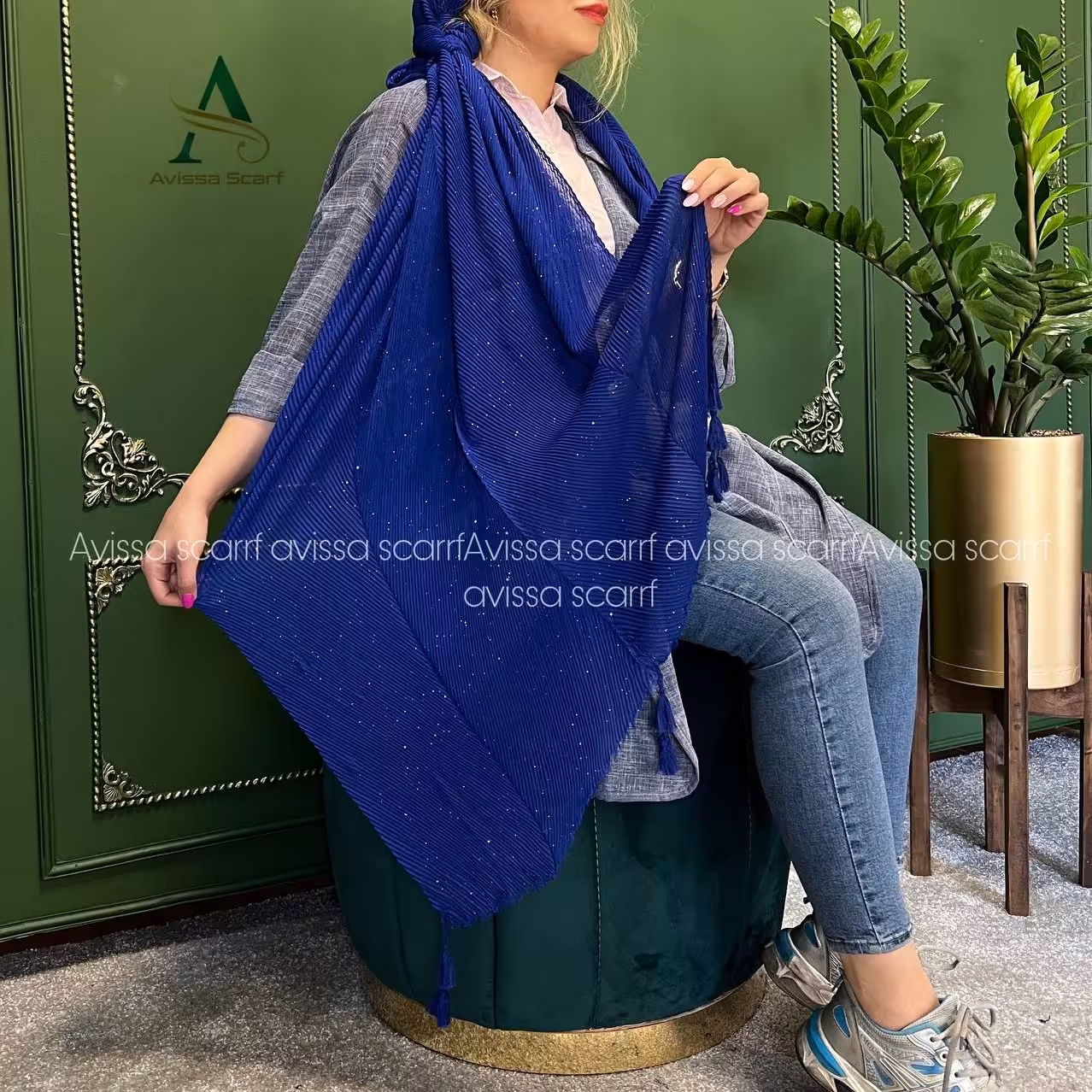 شال پلیسه نخی شاین دار13