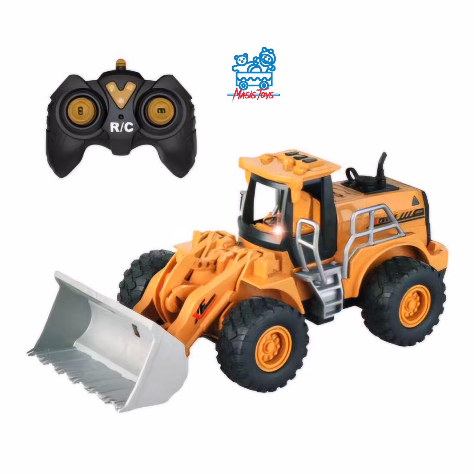 لودرکنترلی باطری خورچهارکانال بیل جلو متحرک دستی چراغدار جنس خوب وارداتی مناسب برای گروه سنی 6سال به بالا