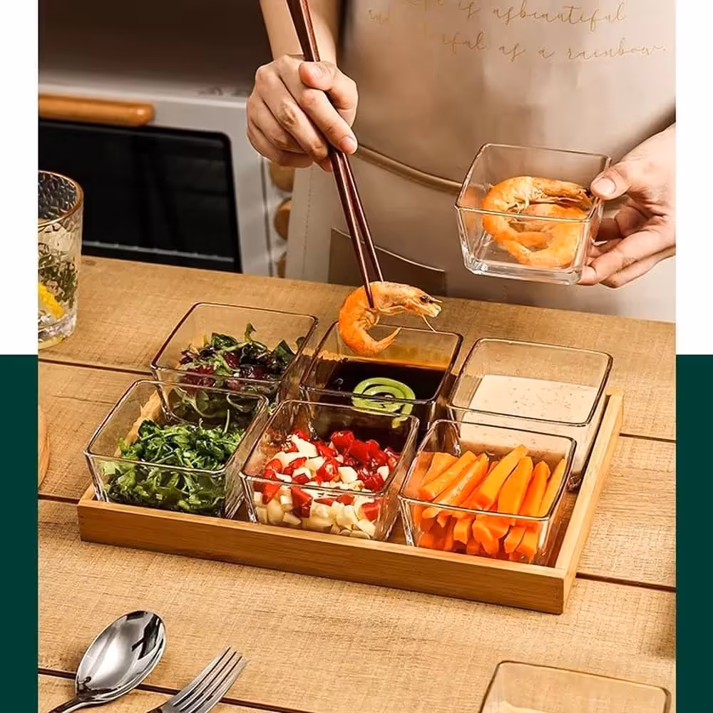 اردوخوری شش خانه زیره بامبو بلور  طرح یخی 