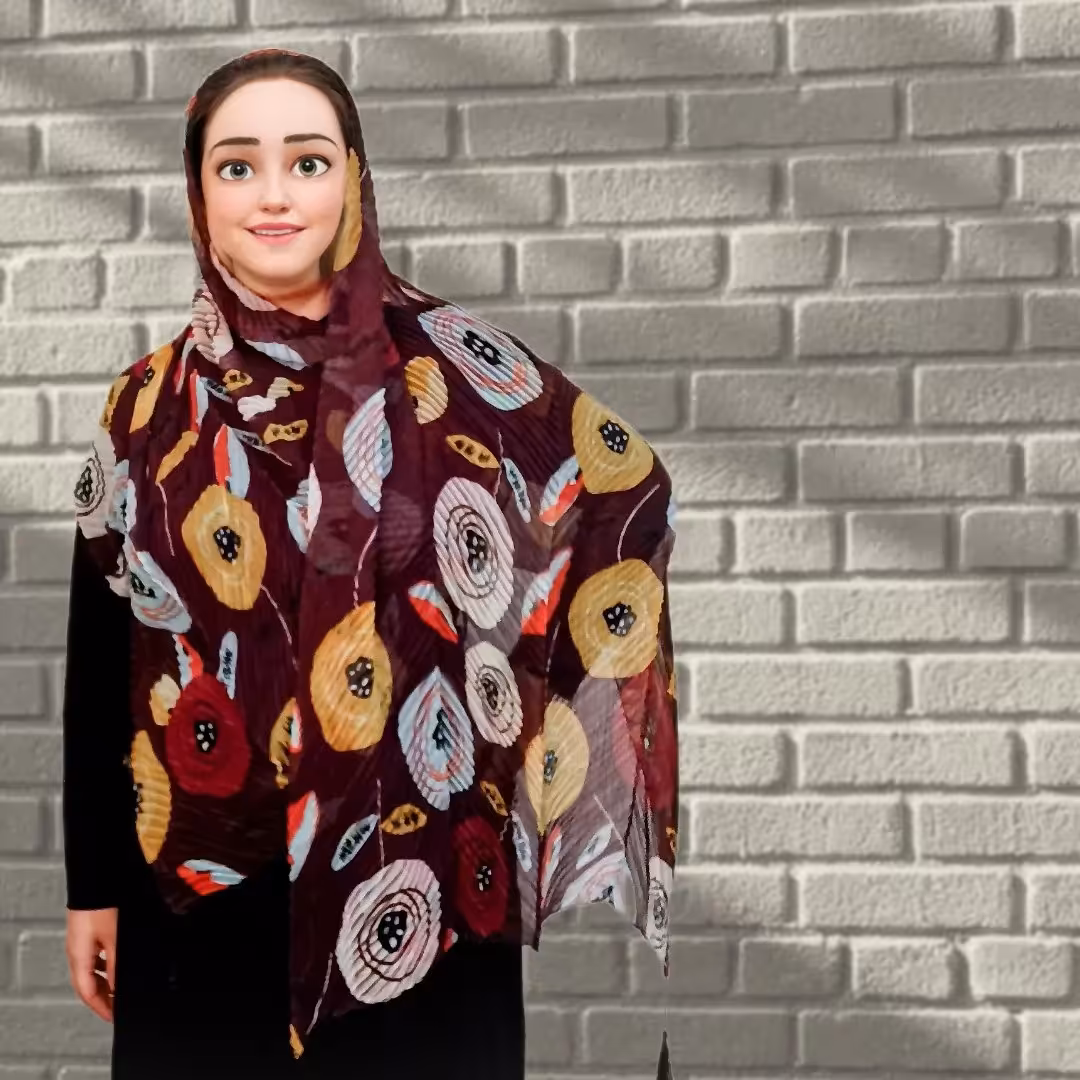 شال حریر نخ پلیسه در سه طرح و رنگ