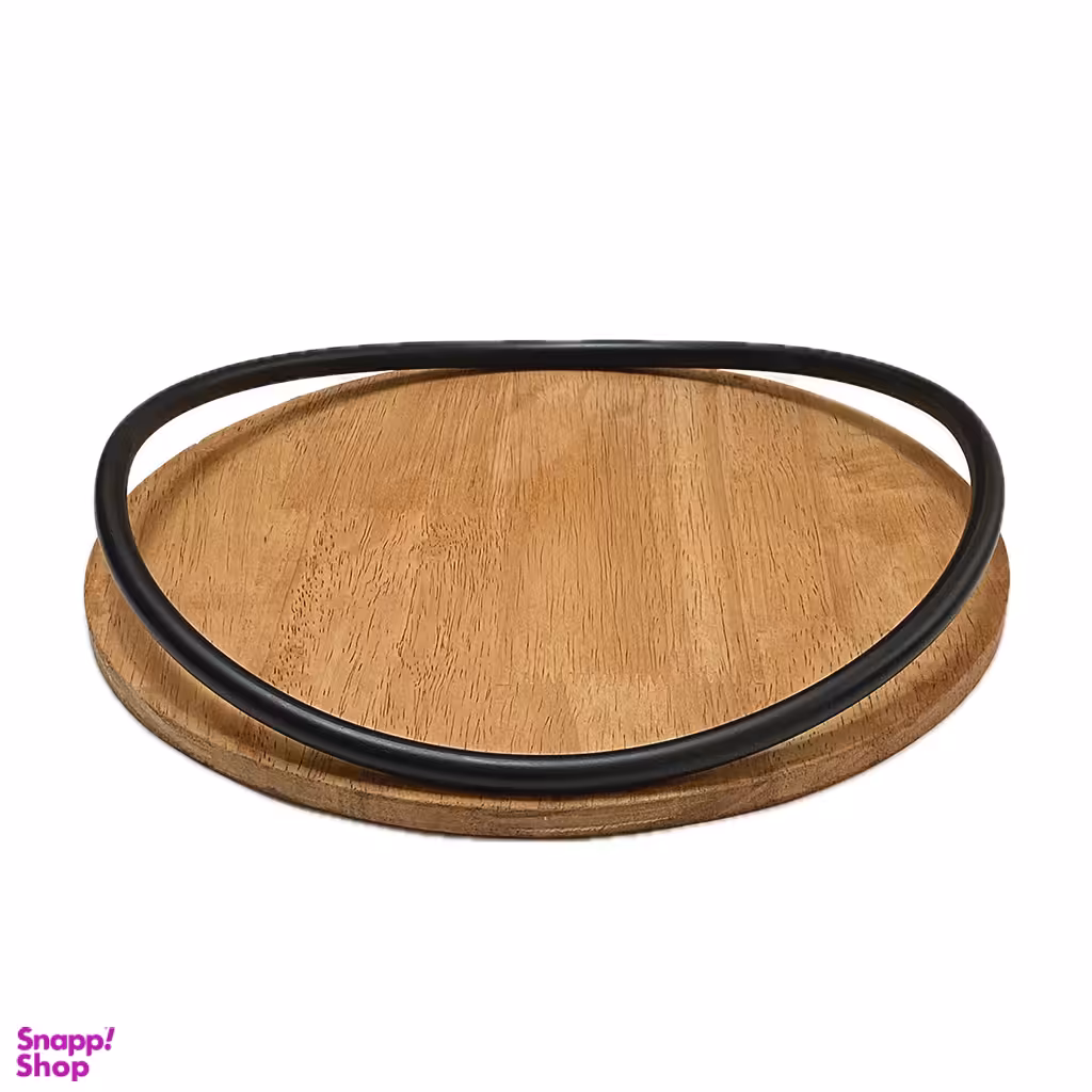سینی چوبی گرد دسته فلزی مدل آروین