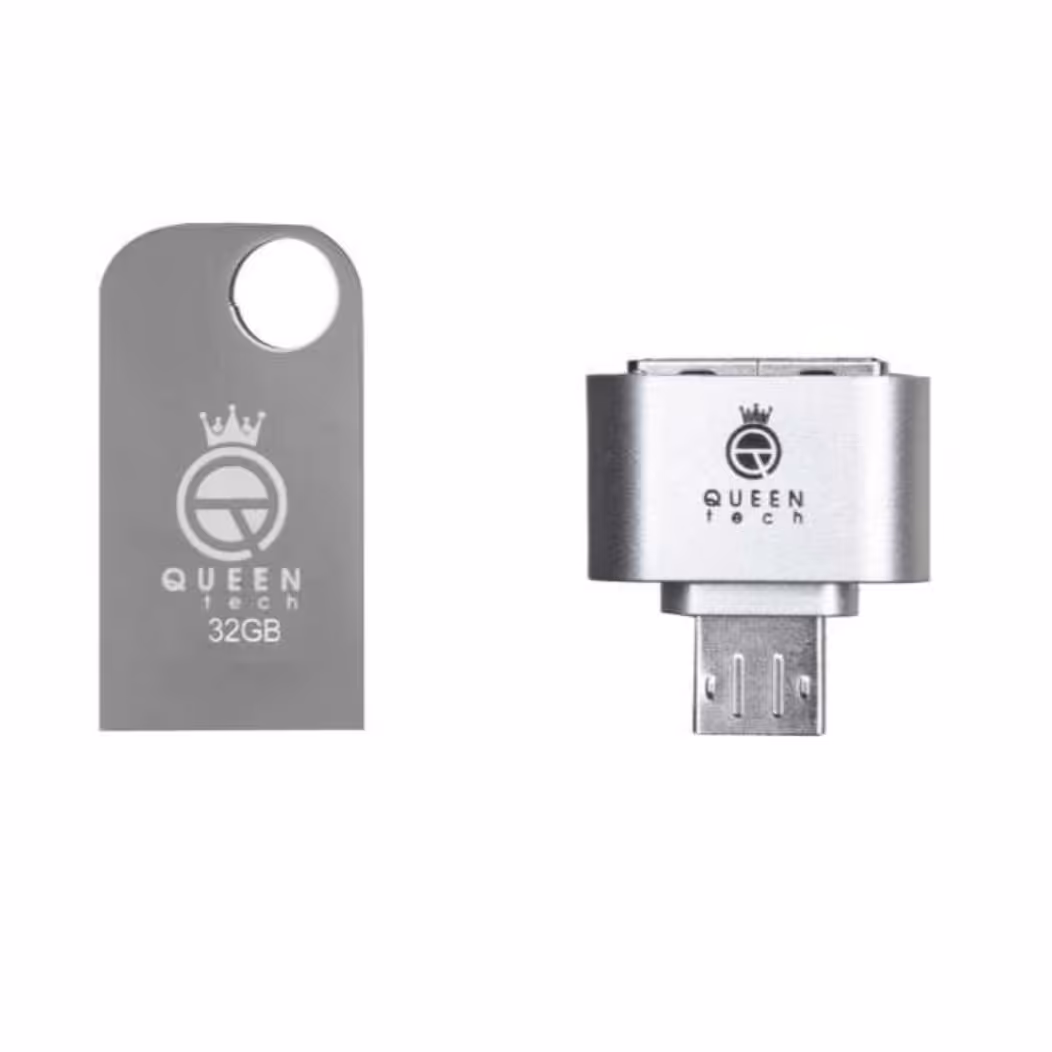 فلش مموری کوئین تک مدل CELL PLUS ظرفیت 32 گیگا بایت به همراه مبدل 