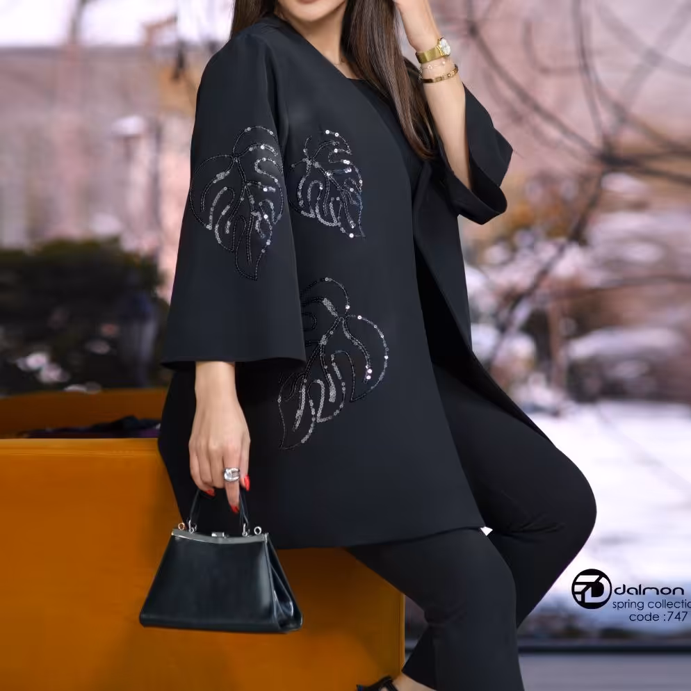 مانتو مجلسی کرپ مازراتی نخ توئیست لایی خورده قد 77 از 36 تا 50