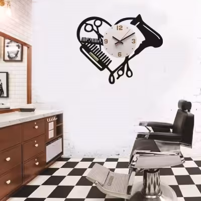 ساعت دیواری آذرلاکچری طرح آرایشگاه زنانه کد women08