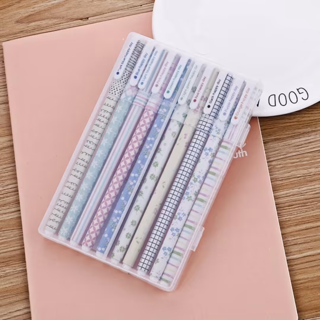 خودکار کادویی 10 عددی ده رنگ هپی دی روان نویس هپی دی طرح فانتزی