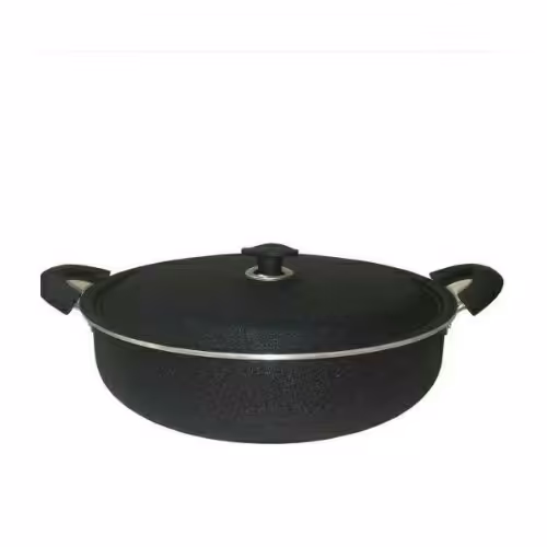 ماهیتابه گرانیتی نچسب سایز 42 برند هلنا ضخیم بسته دو عددی مشکی چروک