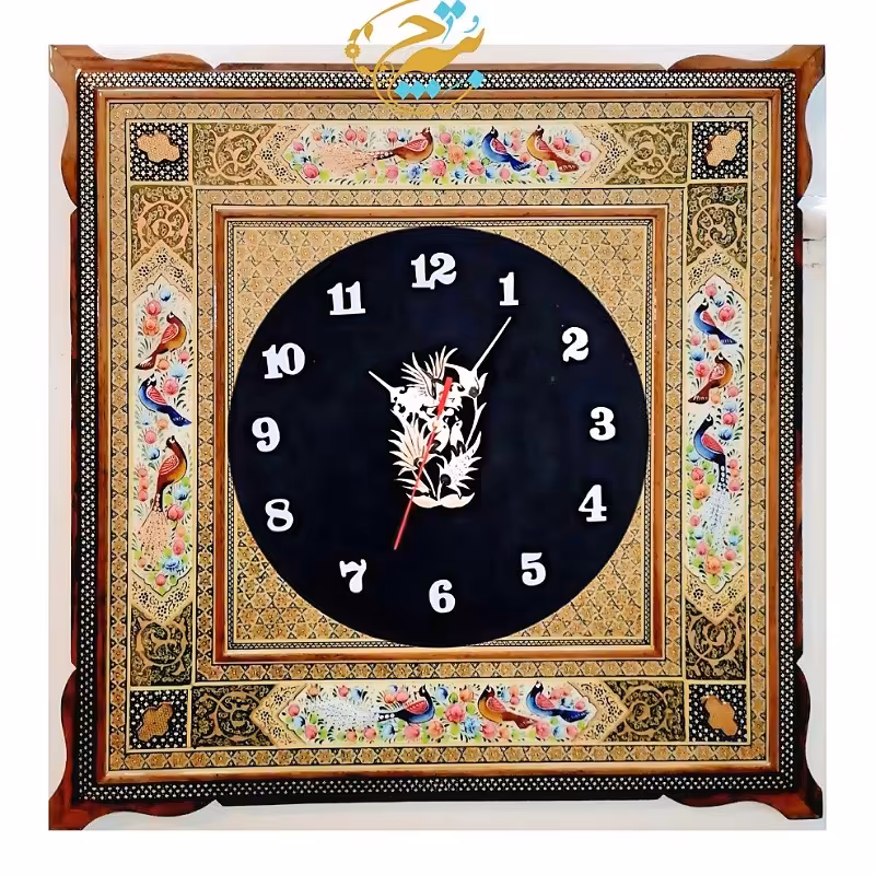 ساعت خاتم کاری چهارگوش صلیب با صفحه جیر مشکی  