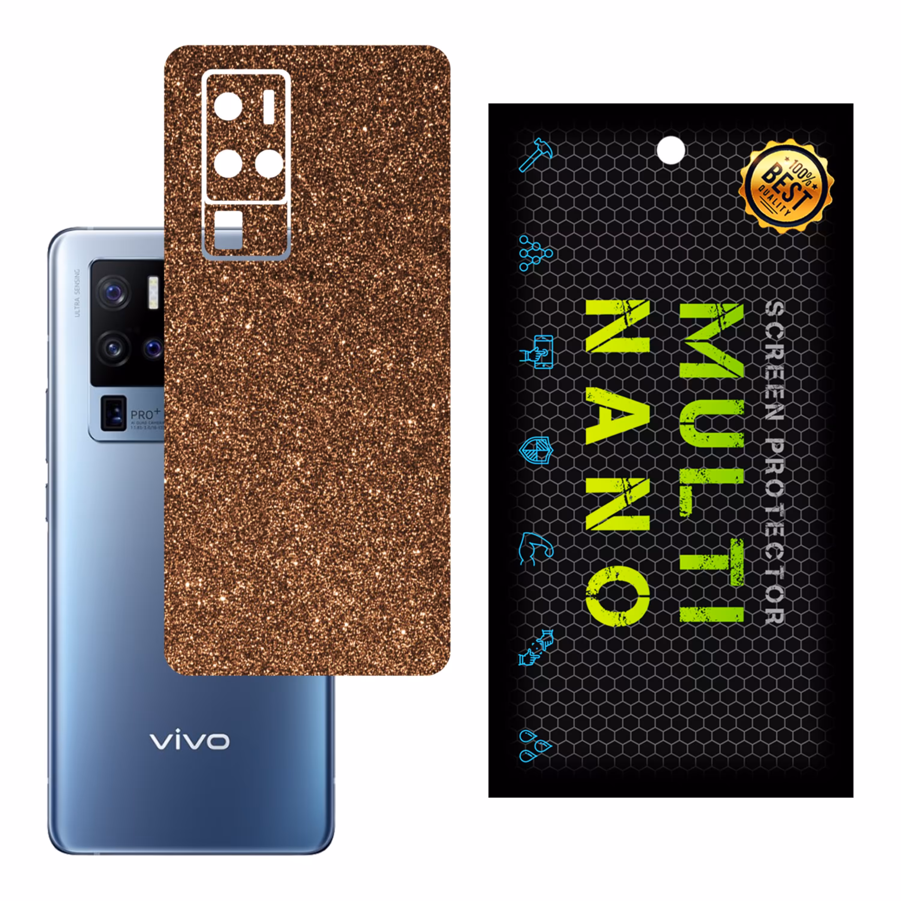 برچسب پوششی MultiNano مدل X-G1F-Bronze برای پشت موبایل ویوو X50 Pro Plus