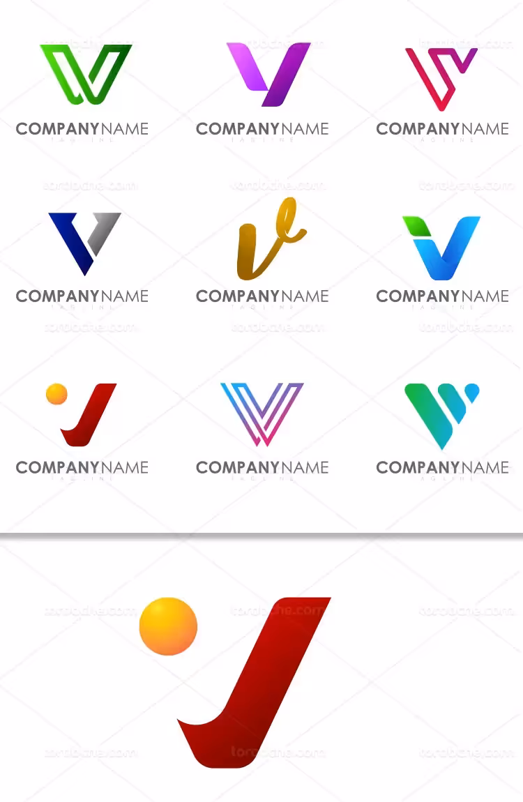 وکتور لوگو حرف لاتین V | گرافیک با طعم تربچه