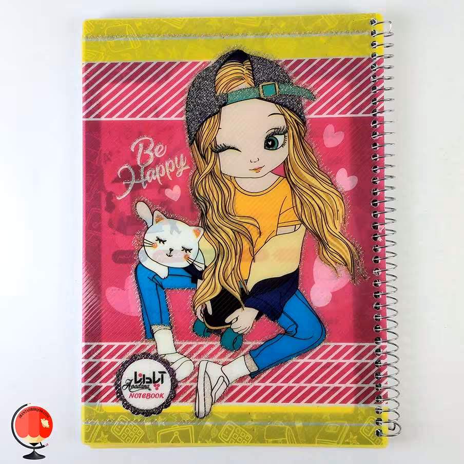 دفتر مشق 80 برگ سیمی طرح دختر اسکیتی جلد طلقی آپادانا