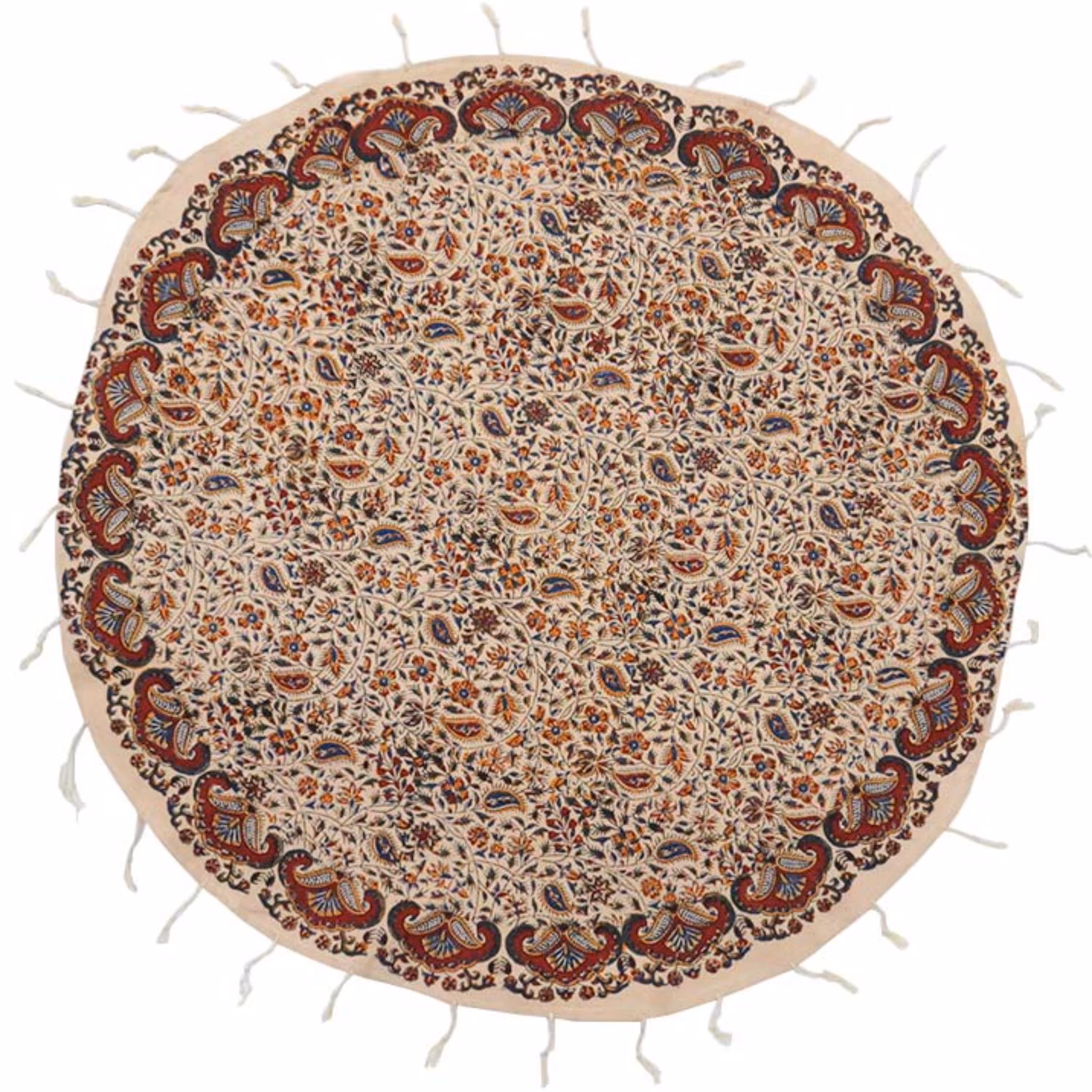 رومیزی گرد قلمکار سنتی سایز 80 سانتی متر