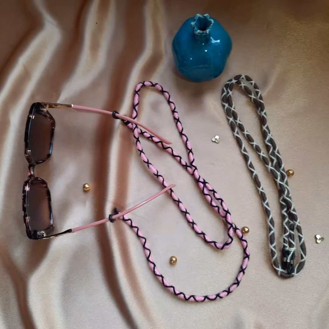 بند عینک کاموایی.ارسال رایگان.بند عینک صورتی.بند عینک قهوه ای.بند عینک سبک