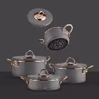 سرویس قابلمه لعابی هشت پارچه NEVA رنگ طوسی کد N2980