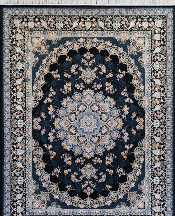 🔮 فرش ساری گل  رنگ سرمه ای