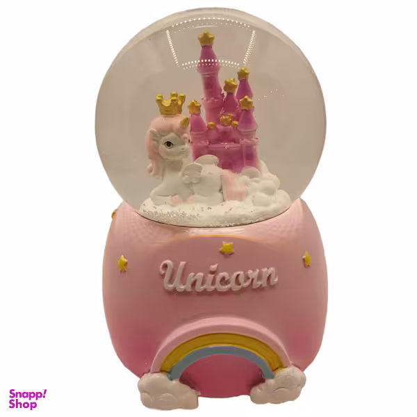 گوی موزیکال مدل پمپی طرح یونیکورن و قصر روی ابر