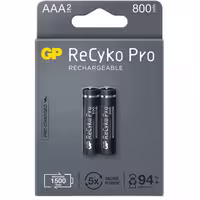 باتری نیم قلمی قابل شارژ جی پی مدل ReCyko Pro ظرفیت 800 میلی آمپر ساعت بسته 2 عددی
