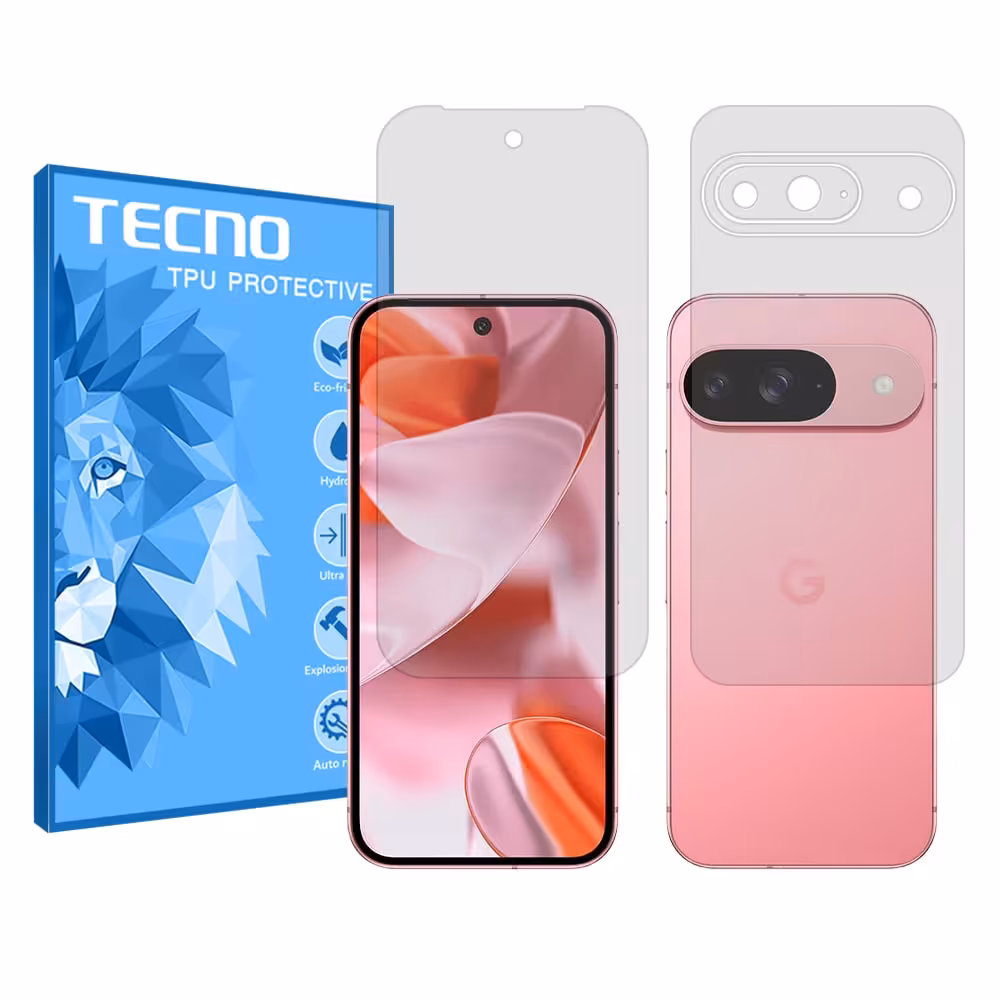 گلس صفحه نمایش و پشت گوشی گوگل Pixel 9 مدل هیدروژلی شفاف برند تکنو کد SS