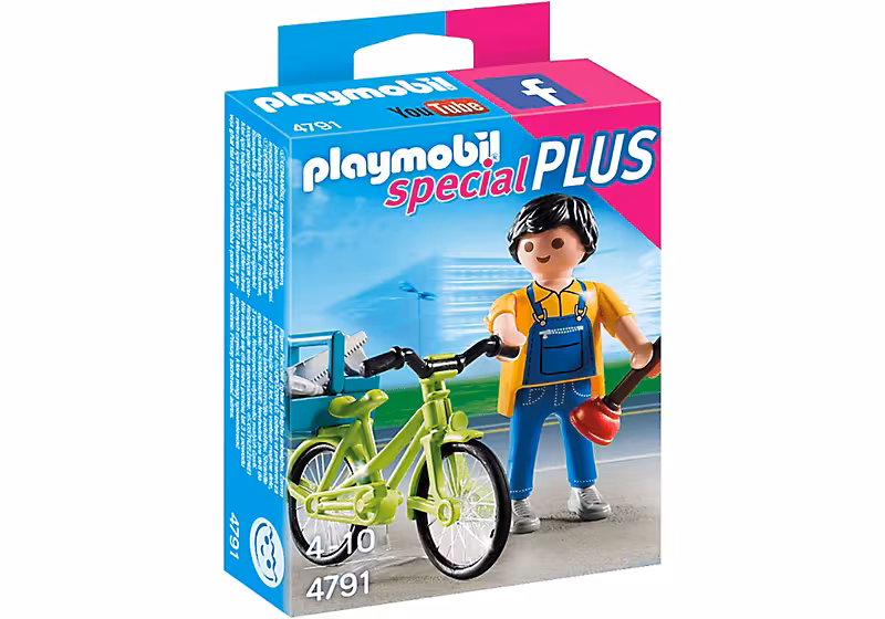 پسر دوچرخه سوار پلی موبيل مدل handyman with bike pm 4791