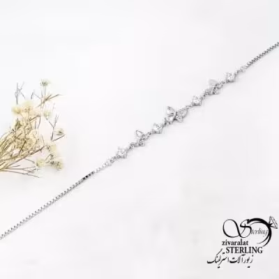 دستبند پروانه ای نقره با عیار925 کد 18104