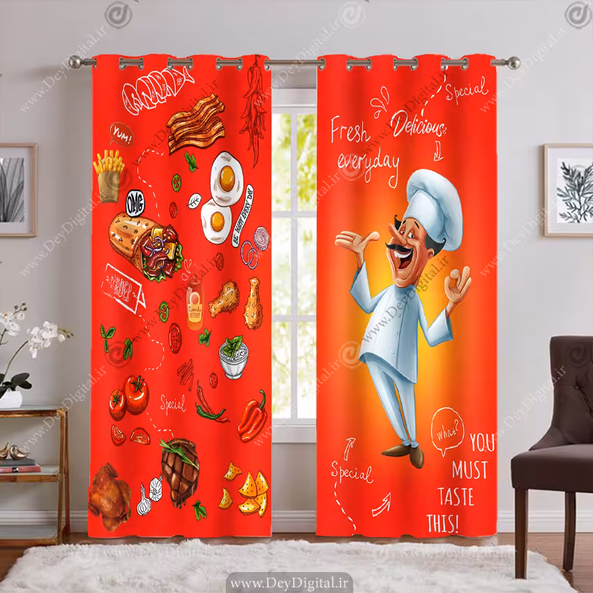 پرده پانچی طرح سرآشپر برای کترینگ PK-6957