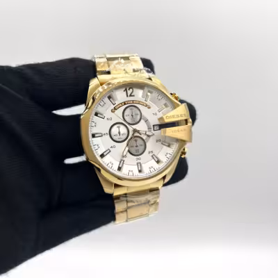 ساعت دیزل شاخدار طلایی صفحه سفید