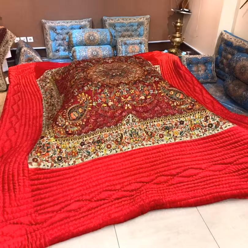 لحاف کرسی سنتی ترمه قرمز