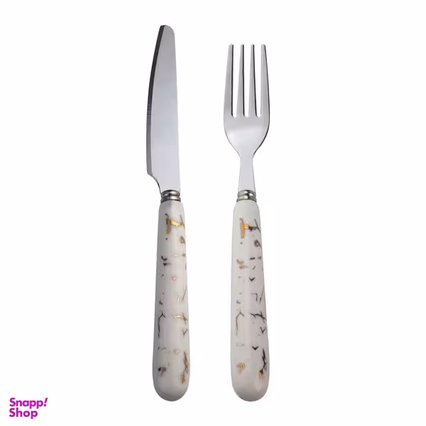 ست کارد و چنگال میوه خوری 12 پارچه  طرح سنگ مدل سرامیکی