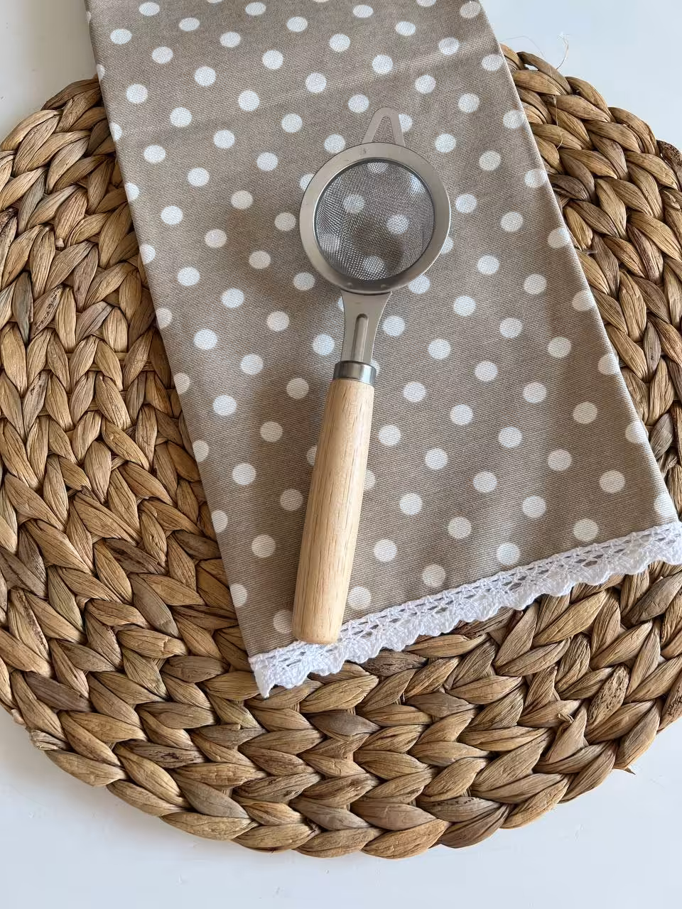 صافی و تفاله گیر چای دسته چوبی