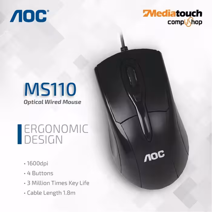 موس با سیم مدل AOC Wired Optical Mouse MS110