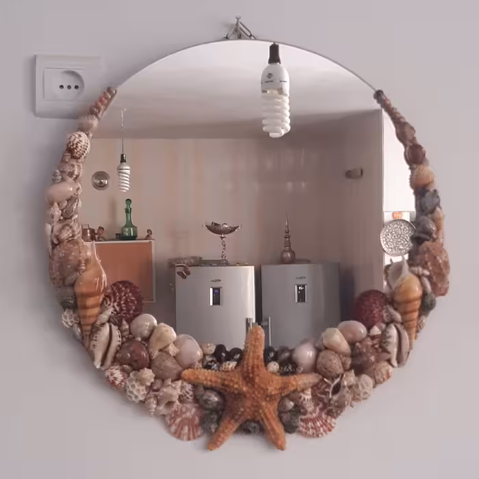 آینه گرد صدفی هلال ماه