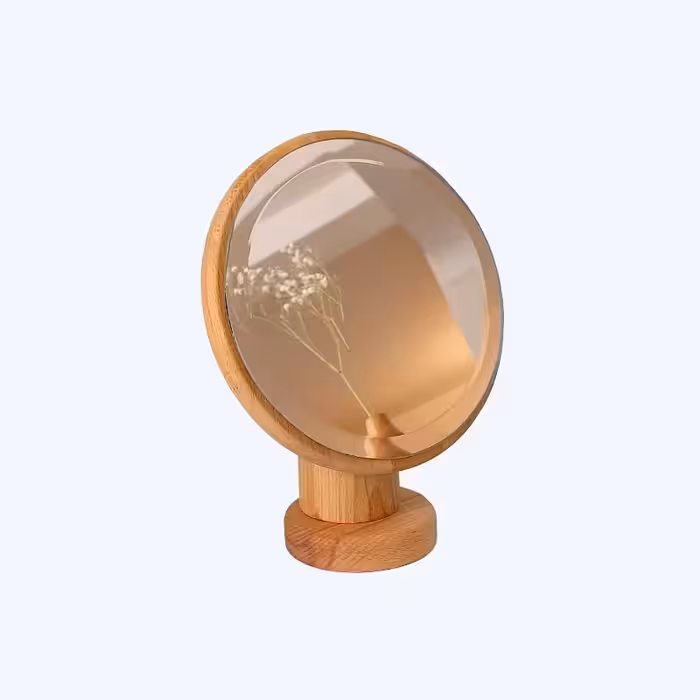 آینه چوبی رومیزی پایه دار