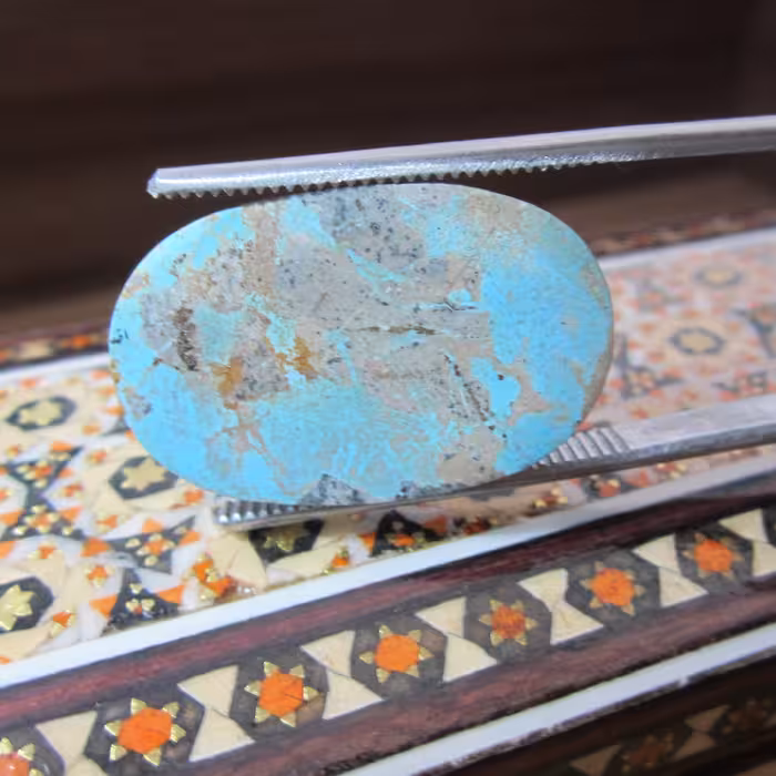 نگین انگشتر بزرگ فیروزه نیشابور کلکسیونی 33 در 21 سنگ.گوهر