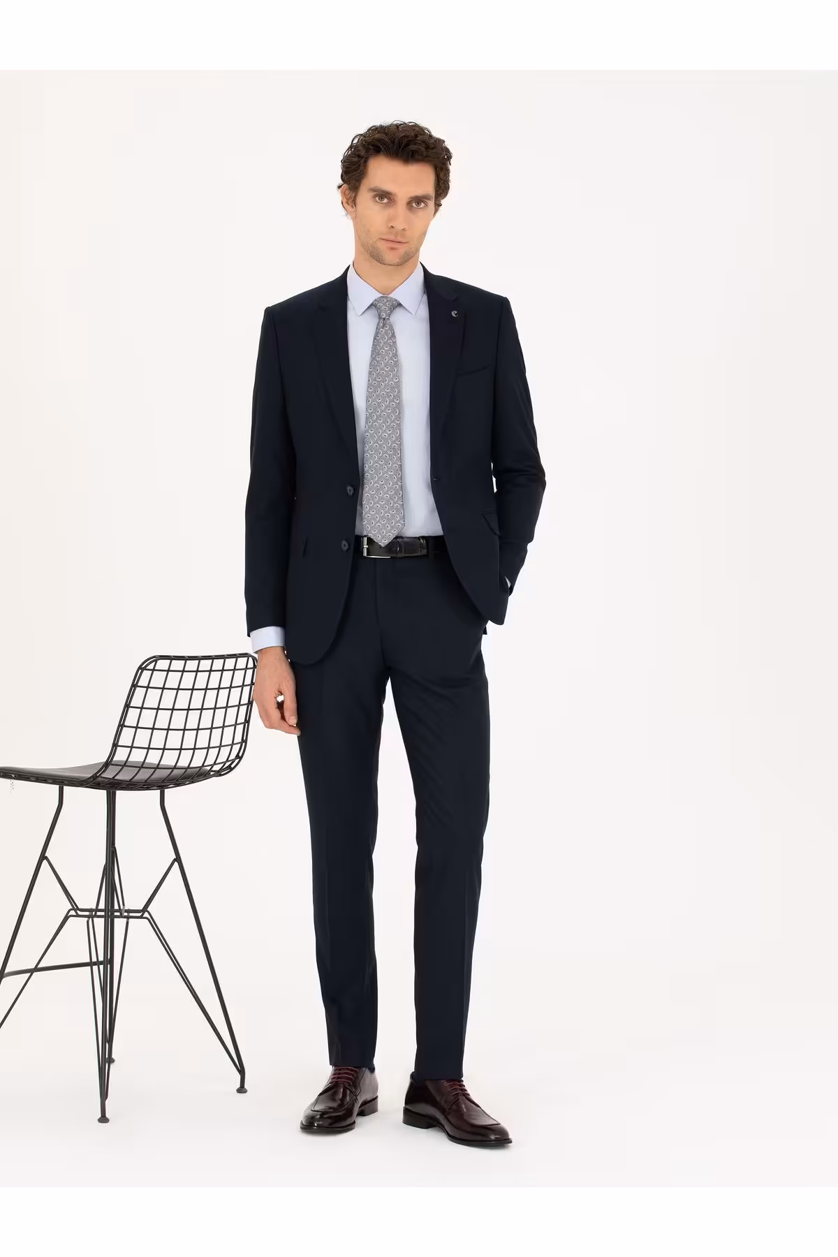 کت وشلوار آبی مردانه NAVY SLIM FIT اورجینال کاشارل Cacharel